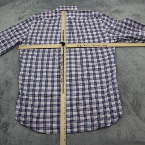 Peter Millar Shirt Mens L Purple Multicolor Check Button Up Long Sleeve - Picture 2 of 16